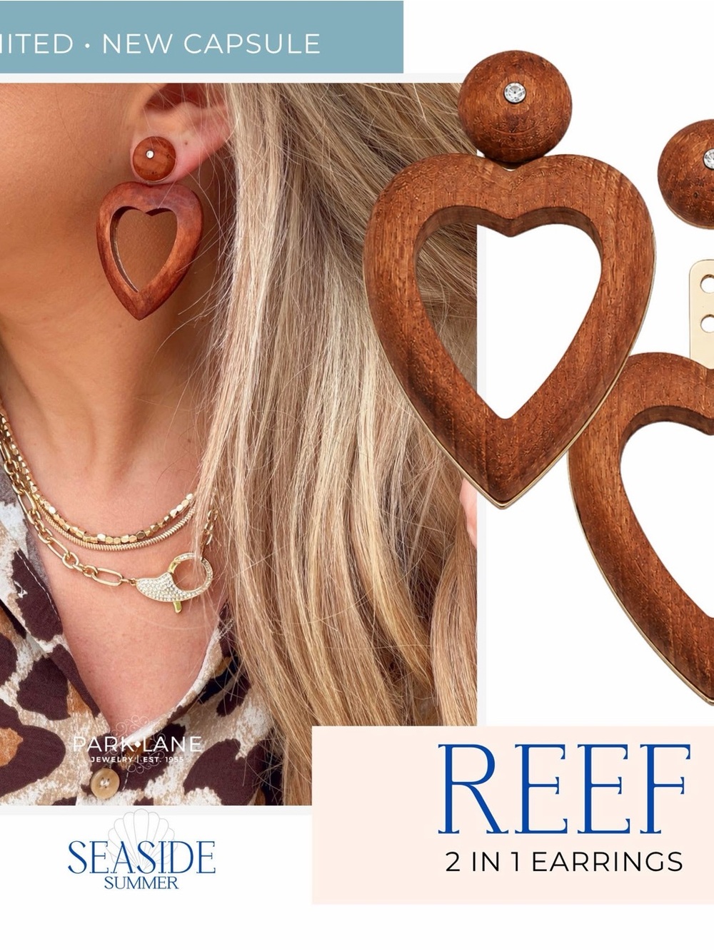 Park Lane Wooden Heart Drop Earrings in Brown